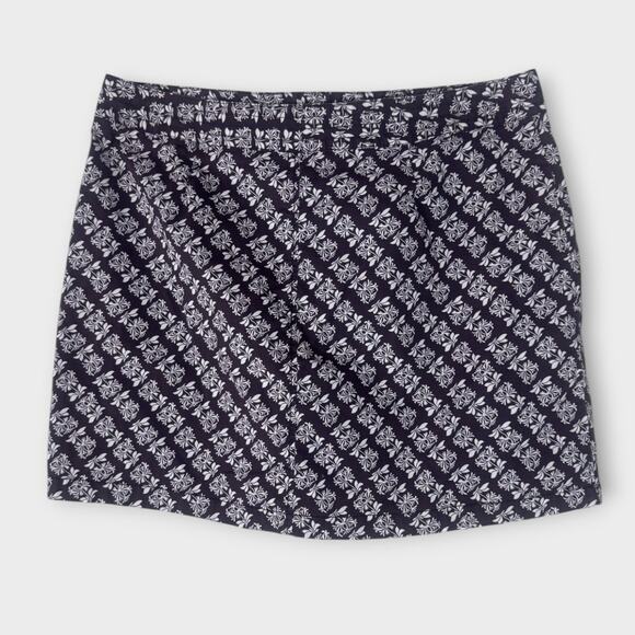 Dockers Brown White 12 Floral Stretch Front Closure w/Pockets Skirt Skort - Picture 5 of 7